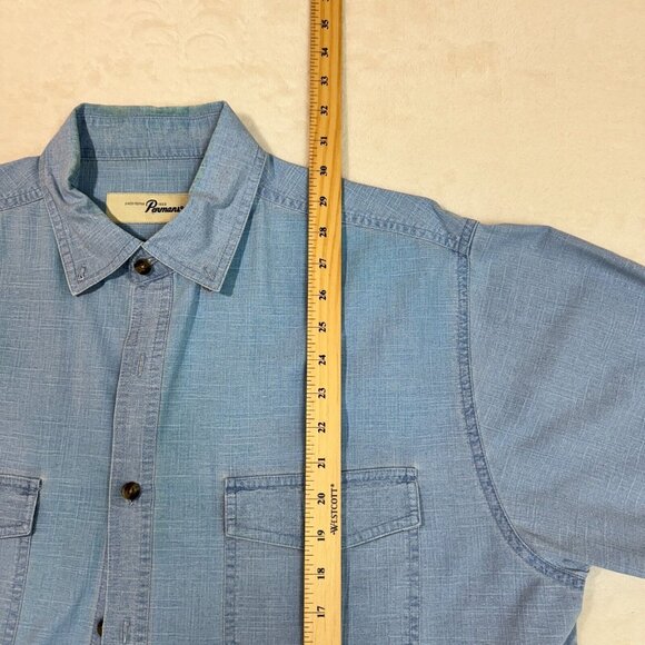 Vintage Penmans Men's L Polo Dress Shirt Light Blue Button Up Short Sleeve - Picture 11 of 12
